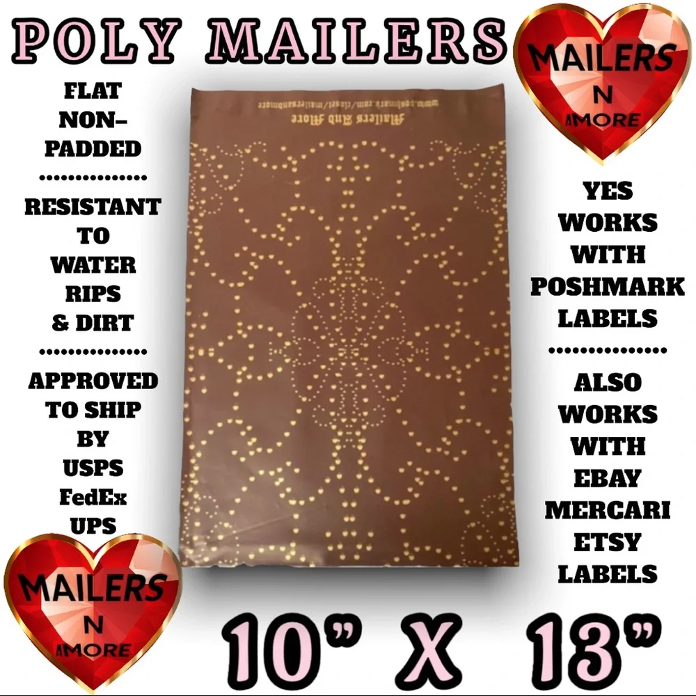 ( Quantity 50 10x13 ) Western Brown Leather Poly Mailers Bag Shipping Envelopes - Picture 2 of 2